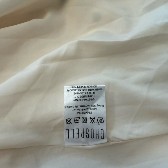 Ghospell NWT L Cream Long Sleeve Puff Sundress brown polka Dots Midi - Picture 14 of 16